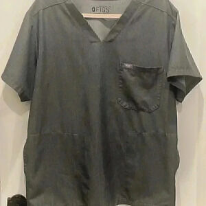 FIGS TECHNICAL COLLECTION GREY SCRUB TOP SIZE LARGE MEDICAL NURSE